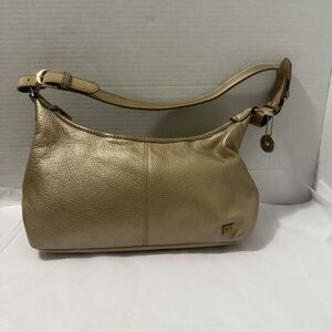 Party Bag SAK Y2K Pebbled Leather Baguette Hobo Purse Gold 90’s Festival Club